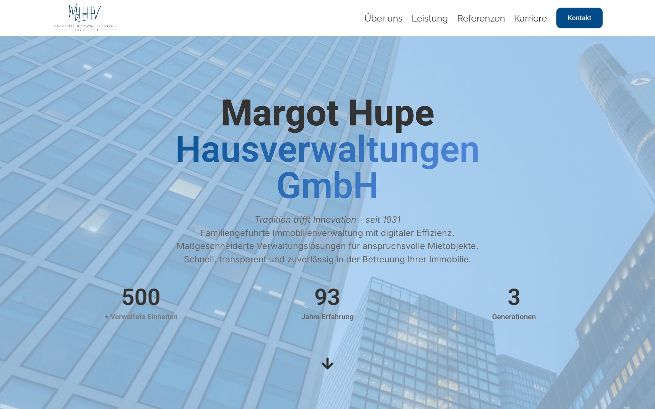 Website von Margot Hupe Hausverwaltungen GmbH